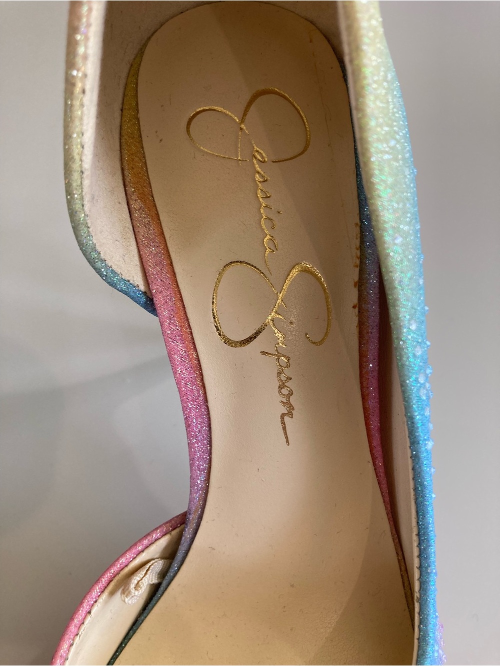 Jessica Simpson Multicolor Pastel Ombre Crystal Pointed-Toe Heels - Picture 5 of 8